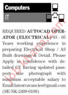 AutoCAD Operator (Electrical) Jobs – Apply Now