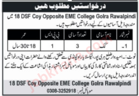 18 DSF Coy Rawalpindi Jobs 2024 – Security Staff Required